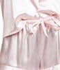 In Bloom by Jonquil In Bloom By Jonquil Satin Short Sleeve Notch Collar Button-Front Shorty Ruffled Pajama Set, Color:Rose Quartz - Image 3