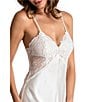 Color:Ivory - Image 3 - Satin Sleeveless V-Neck Floral Bodice Long Nightgown