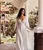 Color:Ivory - Image 5 - Satin Sleeveless V-Neck Floral Bodice Long Nightgown