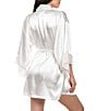 In Bloom by Jonquil Satin Wrap Lace Short Robe, Color:Ivory - Image 2