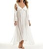 Color:Ivory - Image 4 - Sheer Chiffon & Satin Sweetheart Neck Long Gown