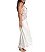 Color:Ivory - Image 3 - Shimmer Satin & Lace Sleeveless V-Neck Midi Coordinating Gown