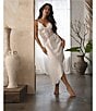 Color:Ivory - Image 5 - Shimmer Satin & Lace Sleeveless V-Neck Midi Coordinating Gown