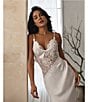 Color:Ivory - Image 6 - Shimmer Satin & Lace Sleeveless V-Neck Midi Coordinating Gown