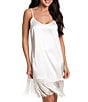 Color:Ivory - Image 3 - In Bloom By Jonquil Sleeveless Scoop Neck Fringe Satin Chemise