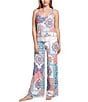 In Bloom by Jonquil In Bloom By Jonquil Sleeveless Scoop Neck Jersey Knit Patchwork Print Long Pajama Set, Color:Peach - Image 1