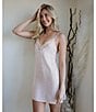 In Bloom By Jonquil Sleeveless V-Neck Solid Textured Satin & Lace Side Panel Coordinating Chemise - Image 4