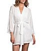 In Bloom by Jonquil Solid 3/4 Sleeve Lace Chiffon Short Robe - Image 1