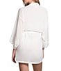 In Bloom by Jonquil Solid 3/4 Sleeve Lace Chiffon Short Robe - Image 2
