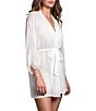In Bloom by Jonquil Solid 3/4 Sleeve Lace Chiffon Short Robe - Image 3