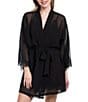 In Bloom By Jonquil Solid 3/4 Sleeve Chiffon Short Robe with Lace - Image 1