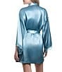 In Bloom By Jonquil Solid 3/4 Sleeve Satin Short Robe with Lace - Image 2