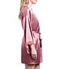 In Bloom By Jonquil Solid 3/4 Sleeve Satin Short Robe with Lace - Image 6