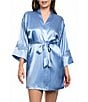 In Bloom By Jonquil Solid Satin 3/4 Sleeve Coordinating Short Lingerie Robe - Image 1