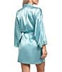 In Bloom by Jonquil In Bloom By Jonquil Solid Satin 3/4 Sleeve Coordinating Short Robe, Color:Jade - Image 2
