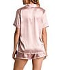 Color:Rose Gold - Image 2 - Solid Satin Notch Collar Shorty Pajama Set
