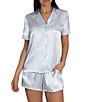 In Bloom by Jonquil Solid Satin Shorty Coordinating Pajama Set, Color:Blue - Image 1