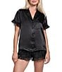In Bloom by Jonquil Solid Short Sleeve Notch Collar Satin Chiffon Shorty Pajama Set - Image 1