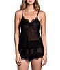 In Bloom By Jonquil Solid Sleeveless V-Neck Chiffon Cami & Shorty Lace Pajama Set - Image 1