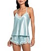In Bloom By Jonquil Solid Sleeveless V-Neck Satin & Lace Shorty Pajama Set - Image 3