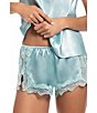 In Bloom By Jonquil Solid Sleeveless V-Neck Satin & Lace Shorty Pajama Set - Image 6