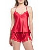 In Bloom By Jonquil Solid Sleeveless V-Neck Satin & Lace Shorty Pajama Set - Image 1