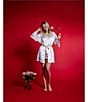 In Bloom by Jonquil In Bloom By Jonquil Stripe Print 3/4 Sleeve Coordinating Satin Short Wrap Robe, Color:Ivory/Pink Stripe - Image 6