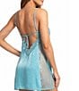 In Bloom by Jonquil Textured Shimmer Satin Sleeveless Chemise, Color:Aqua - Image 2