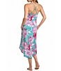 Color:Jade - Image 2 - In Bloom By Jonquil Tropical Leaf Print Sleeveless Scoop Neck Brushed Knit Midi Nightgown