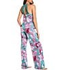 Color:Jade - Image 2 - In Bloom By Jonquil Tropical Leaf Print Sleeveless Scoop Neck Brushed Knit Pant Pajama Set