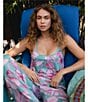 Color:Jade - Image 4 - In Bloom By Jonquil Tropical Leaf Print Sleeveless Scoop Neck Brushed Knit Pant Pajama Set