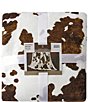 Color:Chocolate/White - Image 6 - Indigo Hill by HiEnd Accents Elsa Cowhide Print Campfire Sherpa Throw