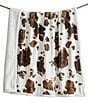 Color:Chocolate/White - Image 2 - Indigo Hill by HiEnd Accents Elsa Cowhide Print Campfire Sherpa Throw
