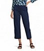 Intro Aimee Knit Denim Coconut Button Hem Pull-On Straight Leg Capri Pants - Image 1