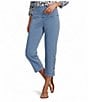 Intro Aimee Knit Denim Coconut Button Hem Pull-On Straight Leg Capri Pants - Image 5