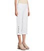 Intro Aimee Solid Suave Knit Straight Leg Tummy Control Coconut Button Hem Pull-On Pants - Image 3