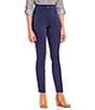 Color:Industrial Blue - Image 1 - Bella Solid Double Knit Slim Her Straight Leg Pants