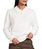 Intro Cable Knit Crystal Trim Polo Collar Long Sleeve Sweater - Image 1