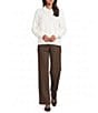Intro Cable Knit Crystal Trim Polo Collar Long Sleeve Sweater - Image 3