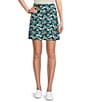 Color:Ebony Black/Tropical Print - Image 1 - Cellie Love The Fit Stretch Knit Jersey Tropical Print Pull-On A-Line Skort
