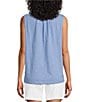 Color:Cornflower - Image 2 - Cotton Knit Embroidered Lace Notch V-Neck Sleeveless Swing Tank Top