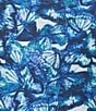 Intro Cotton Slub Printed Scoop Neck Short Twist Sleeve Rushed Tee, Color:Blue Print - Image 4