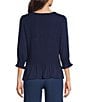 Intro Crew Neck 3/4 Sleeve Peplum Top - Image 2