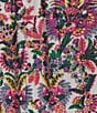 Intro Crinkle Gauze Floral Embroidered Printed Square Neck Short Flutter Sleeve Top, Color:Rapture Rose - Image 4