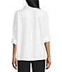 Intro Crystal Embellished Front Long Roll-Tab Sleeve Button-Front Shirt, Color:Bright White - Image 2