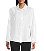Intro Crystal Embellished Front Long Roll-Tab Sleeve Button-Front Shirt, Color:Bright White - Image 3