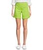 Color:Aviary Lime - Image 1 - Daisy Faux Fly Front High Waisted Stretch Pull-On Shorts