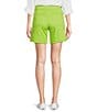 Color:Aviary Lime - Image 2 - Daisy Faux Fly Front High Waisted Stretch Pull-On Shorts