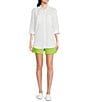Color:Aviary Lime - Image 3 - Daisy Faux Fly Front High Waisted Stretch Pull-On Shorts