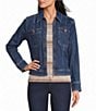 Intro Denim Contrast Stitched Point Collar Long Sleeve Zip Front Jacket - Image 1